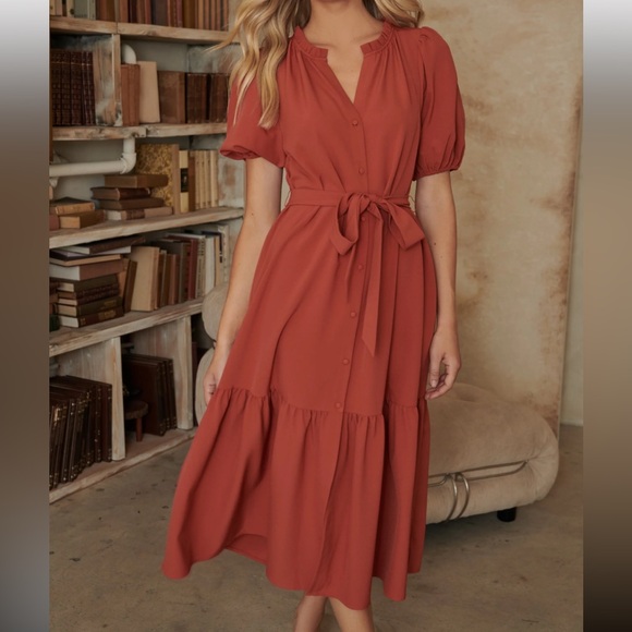 SUGARLIPS BUTTON FRONT BELTED LONG DRESS (a102) - Picture 1 of 16